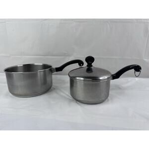 Vintage Farberware 1 & 2 Quart Sauce Pan Pot Stainless Steel Aluminum Clad